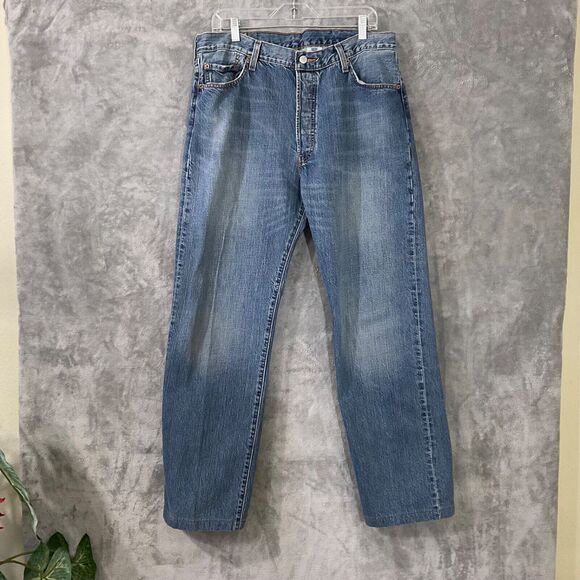 Levis 501 XX Jeans Mens 36x32 Blue Denim Pants Button Fly Distress Faded - Picture 1 of 13